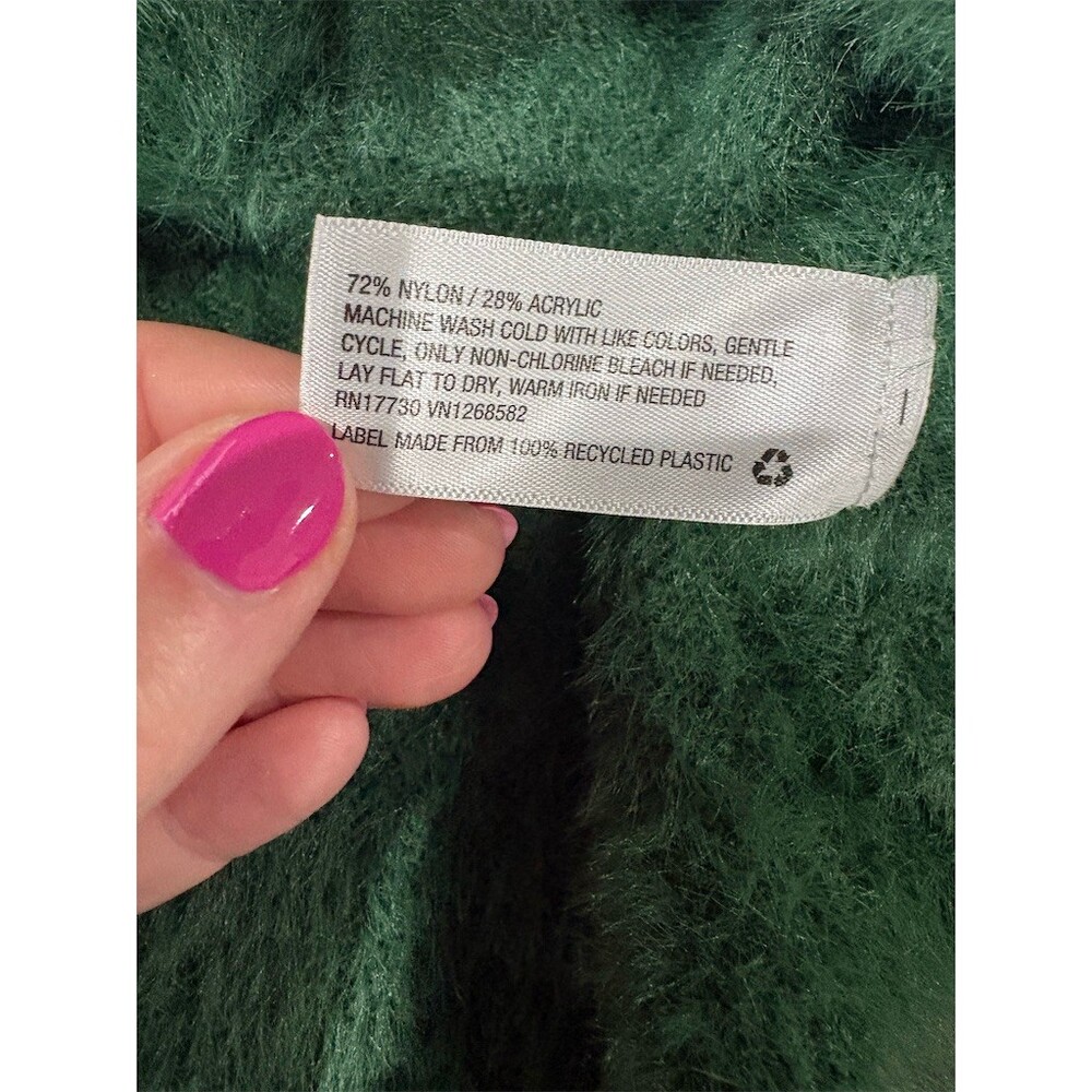 Wild Fable Cardigan Sweater Womens XL Forest Green Fuzzy Button Front - Picture 9 of 9